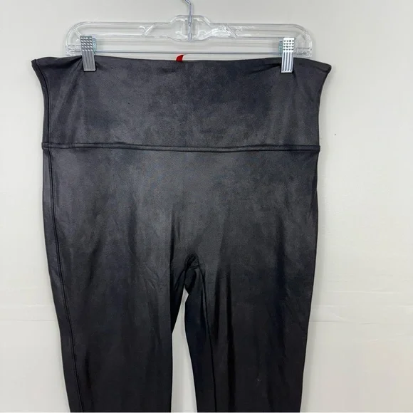 SPANX Black High-Rise Faux Leather Metallic Women's Leggings E4 - Picture 3 of 7